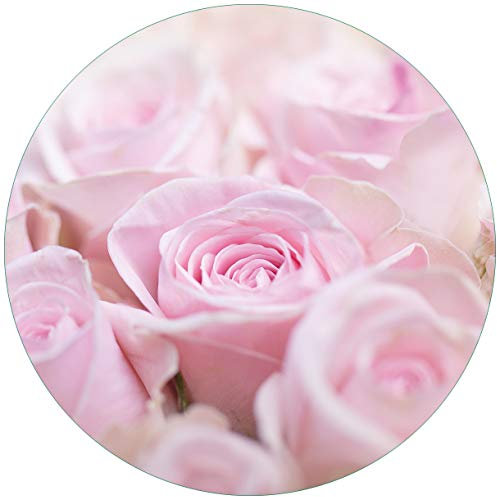 Wallario Glasbild rund Rosafarbene Rosenblüten im Strauß - Rund, 50 cm Durchmesser Wandbild Glas in Premium-Qualität: Brillante Farben, freischwebende Optik