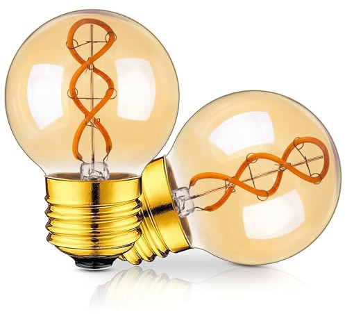 Dimmbar E27 LED Bulb 3W Vintage Glühbirne Ersetzt 25 Watt G16.5 Glühlampen | Retro Edison Spiral LED Filament Birne für Zuhause, Café, Bar, 2200K Warimweß Bernstein Led Birnen, 180 LM, 2 Stück