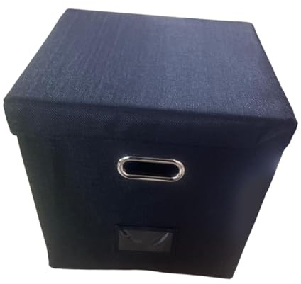 LOVIVER Boîte de Rangement pour disques vinyles 12 Pouces, Support de Stockage pour Album Vinyle, avec Couvercle, poignées Portables, Organisateur d'album, Noir