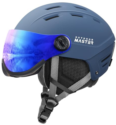 OutdoorMaster Snowboardhelm mit Skibrille, Skihelm und 2-in-1-Visier, abnehmbare Brille, schützender EPS-Schaum und 14 Kühlöffnungen, Schnee-Helme für Herren, Damen und Jugendliche