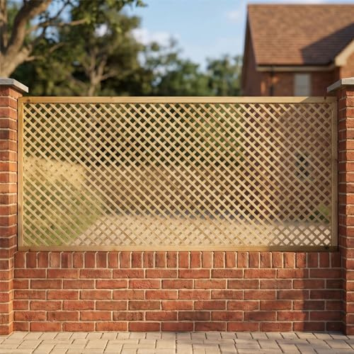 Diamond Fence Panel Topper 6ft x 3ft Framed Privacy Garden Trellis Wooden | 182.8cm x 90cm, Decorative Modern Lattice, Wall-Mount or Add Extra Height, Treated, Ideal Support for Plants & Vegetables