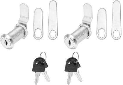 PATIKIL 1-1/2 tum nycklade lika-skåplås med nyckel, 2-pack kamersättningslås cylinder verktygslåda lås för husbil låda förvaringsvagn brevlåda, silver