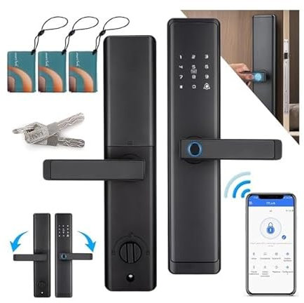 Smart Fingerprint Door Lock, Serratura Elettrica Porta Blindata Wifi, Serratura Elettronica, Smart Lock Bluetooth, Serratura Intelligente per Porta con Impronta Digitale Con Maniglia
