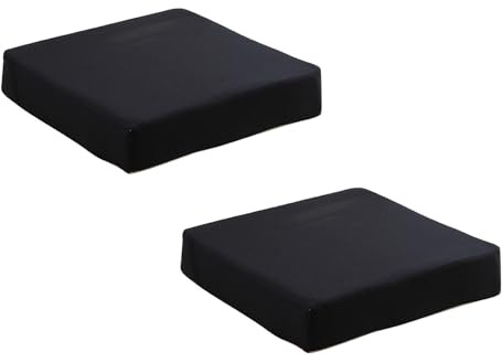 2er-Set Quadrat Sitzkissen 40x40x5cm, rutschfest Gemütlich Abnehmbar Waschbar 35D Schwamm mit Hoher Dichte Stuhlkissen für Wohnzimmer, Küche, Konferenzraum, Garten, 2er Set Schwarz