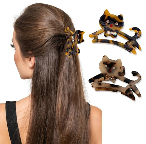 Lot de 2 épingles à cheveux en acétate - Pinces à cheveux pour femme - Décoration solide (musulman)