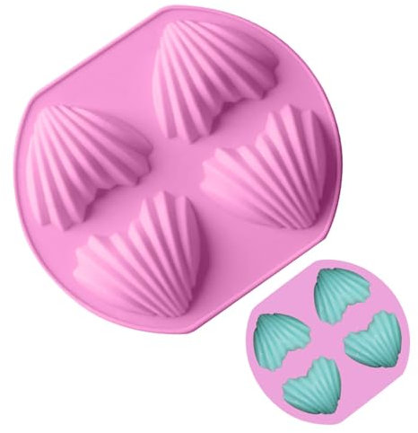 Muscheln Schokoladenform, 4 Hohlraum Liebe geformte Silikonform, Anti-Stick Marine Thema Kuchen Guss, Feiern Feiern für Süßigkeiten, Gummibärchen, Backwaren