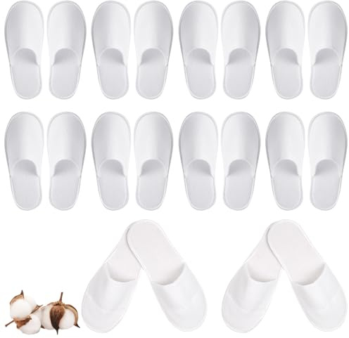 KARELLS Hotel Slippers Weiß Damen Herren, Gästehausschuhe Set,10 Paar Einweg-Vlies-Hausschuhe,Pantoffeln Herren und Damen Hausschuhe - Universalgröße, für Spa, Hotel, Zuhause, Damen und Herren