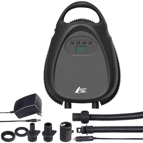 AGT Akkupumpe für SUP: Akku-Luftpumpe für SUP-Boards, 70 l/Min., 12 V, 1,38 bar/20 psi (Pumpe elektrisch, Luft-Pumpe, Board)