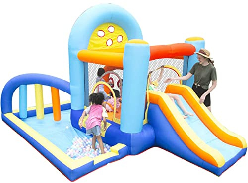 YKMYXZ， Uppblåsbart Bounce House Säkerhetsstaket Hoppborg med vikbart taklucka ställs upp på några sekunder