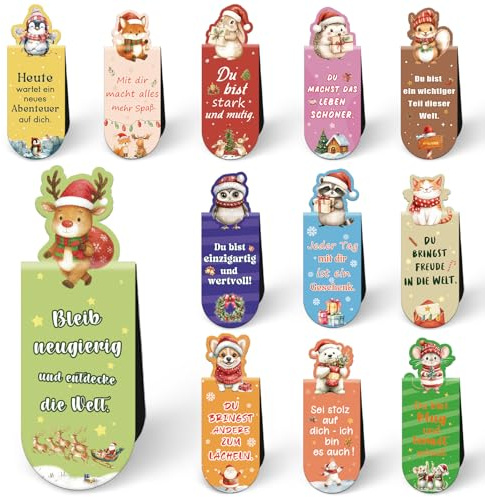 Magnetische Lesezeichen Weihnachten Geschenk, Kinder Adventskalender Füllung, Nikolaus Geschenke Kinder 3 4 5 6 7 8 9 10 Jahre, Weihnachtsgeschenke für Kinder, Mitgebsel Weihnachten Magnetlesezeichen