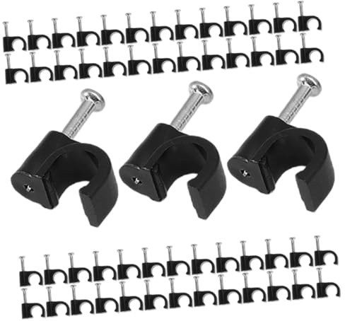 MUELODSIC 400 pezzi Clip per Cavi Neri Rotondi con Chiodi per Fissaggio Cavi Elettrici Esterni e Interni Resistente e Isolante per Gestione Tv USB e Satellitari