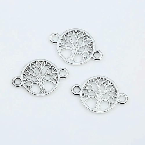 10 pezzi di ciondolo a forma di albero della vita in oro rosa e argento, per la creazione di gioielli, ciondoli per braccialetti, collane, gioielli fai da te fatti a mano, anelli a D in argento, sta