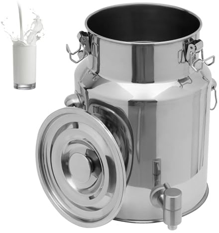 aliooila Bidon Inox Pour Huile d Olive 5-88 Litres Avec Robinet,Seau Inox Couvercle Bidon Hermétique-seau De Cuisine Avec Couvercle-seau De Rangement Pour Le Riz,La Farine,Les Céréales,Capacity-5L