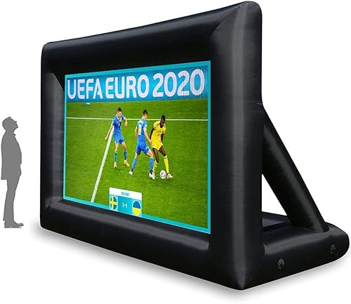 Pantalla de proyector de 20 pies inflable, portátil 16:9 HD pantalla de proyección | Sin arrugas, pantalla de proyector para exteriores, incluye ventilador silencioso