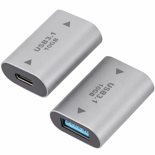 xiongWeiLai 2 Stück 10Gbps USB C to USB A Adapter 3.1, USB A Buchse auf USB C Buchse Kupplung USB 3.1, USB Type C OTG Eingang USB A Ausgang Adapter für Laptop Tablet Smartphone, kompakt langlebig