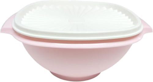 Tupperware Wonderlier - Cuenco hermético para ensalada (1,2 L, con tapa), color rosa pastel con tapa blanca