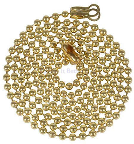 Brass Ball Chain Extension with Connectors for Ceiling Light Pull Switch - 800mm/80cm/31 Length, 3mm Ball Dia. - can Also be Used for Ceiling Fan
