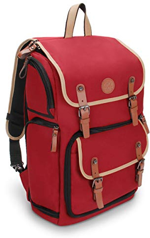 GOgroove Zaino Reflex, Zaino per Fotocamera con Supporto per Treppiedi, Cover Antipioggia, Spazio per Accessori e con Tasca per Portatile, Fotocamere SLR/DSLR Compatibili - Rosso
