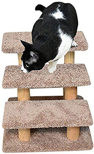 New Cat Condos 110223-Brown Wood Constructed Large Pet Stairs for Cats and Dogs, Large
