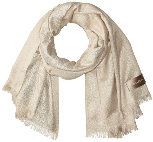 Calvin Klein Women's Lightweight Wrap Scarf, Latte, One Size
