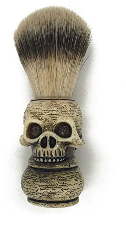 Rasierpinsel aus 100 % reinem Dachshaar, handgefertigt mit Harz, niedlicher Totenkopf-Griff, für Herren, luxuriöses professionelles Friseursalon, Werkzeug für Rasierer oder Rasierer
