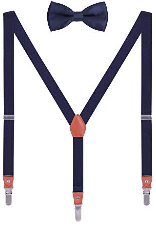 WANYING Partnerlook Hosenträger Fliege Set für Damen Herren Jungen Mädchen 3 Starken Langen Clips Y-Form Elastische Hosenträger für Körpergröße 90-185cm