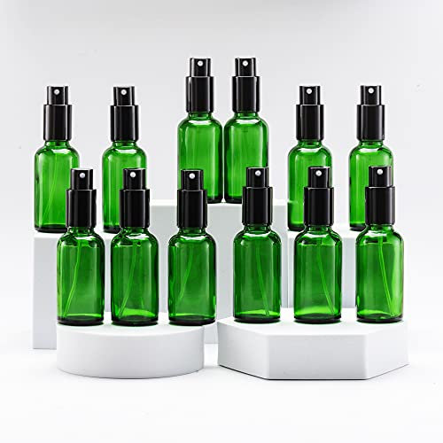 YIZHAO Flacon Spray Vide 30ml, Vert Bouteille Spray Verre, avec Brouillard de Pulverisateur Fine, pour Huiles Essentielles, Aromathérapie, Parfums, Nettoyage, Voyage, Pharmacie – 12Pcs