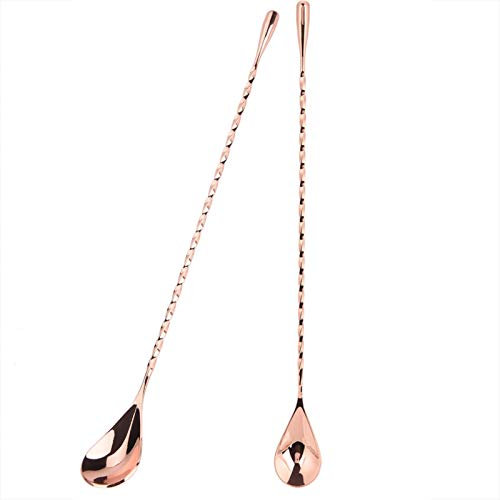 Raguso Bâton de mélange de Cocktail cuillère à Long Manche en Acier Inoxydable Exquis Outil de Stratification de mélange à poignée torsadée antidérapante pour Bar Bar Barman(Spoon-Or Rose)