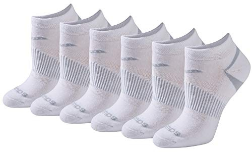 Saucony Women's RunDry Performance Selective Cushion Socks, Available in S-L (6, 12 Pairs ), White Basic (6 Pairs), Medium