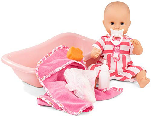 Götz 2153143 Sleepy Aquini Mädchen Stripe Vibes - 33 cm große Badepuppe mit blauen Schlafaugen, ohne Haare in 8-teiligem Set - Babypuppe ab 3 Jahren