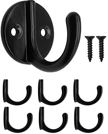 Fuxxer 6x Garderoben-Haken, Handtuch-Haken, Eisen-Haken, schwarz, 6er Set,
