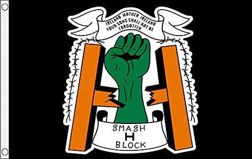 Smash The H Blocks - Bandera de Hungerstrikers - 100% poliéster con ojales - Bandera republicana irlandesa