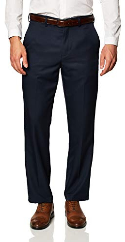 Amazon Essentials Men's Classic-Fit Expandable-Waist Flat-Front Dress Pant, Navy, 42W x 34L