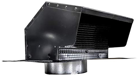 Builder's Best 84035 Galvanized Steel Roof Vent Cap with Damper & Removable Screen, 4 Diameter Collar, Black