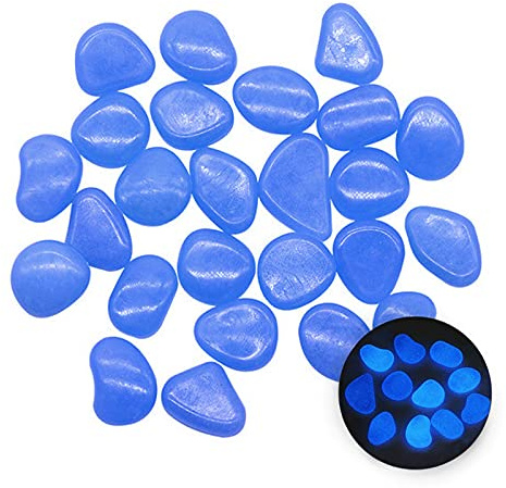 MOGADEE® 300 Blaue Leuchtsteine, Gartendeko Leuchtkiesel, Outdoor Dekosteine, Aquariumdeko Leuchtsteine, Gehwege, Kinderzimmer Dekosteine, Leuchtsteinkiesel（Dunkelblau）
