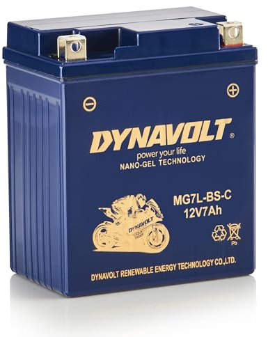 DYNAVOLT - NANO-GEL MG7L-BS-C Motorradbatterie 12V 7Ah 200A. Ersetzt YTX7L-BS. Maße: 113x69x130mm. Wartungsfreie Motorradbatterien mit Nano-Gel-Technologie. Ideal für Rennmotorräder