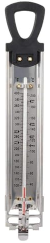 Süßigkeits-Thermometer Edelstahl, Öl-Thermometer Frittier-Lebensmittel-Kochen-Küchen-Thermometer mit Doppelskala-Anzeige, Fahrenheit Celsius ℉/℃