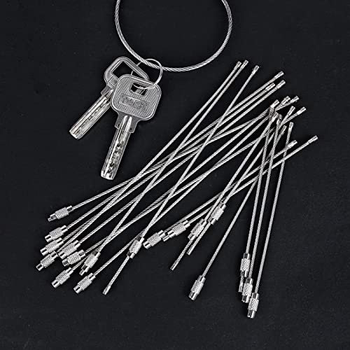 10 Stück Edelstahl EDC Schlüsselanhänger Tag Seil Draht Kabelschlaufe Schraubverschluss Gadget Ring Schlüssel Schlüsselanhänger Hanging Camp Hanging Hand Tool,1,5 mm x 100 mm