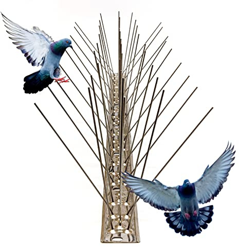 SPIRDS 5 m (10x50 cm) Balkon-Taubenabwehr Dichte Stacheln, Vogelabwehr zum Schutz von Blumenkasten Fensterbank Simse Dach, Taubenabwehr-Spikes rostfreier Stahl, Taubenabwehrspitzen, 96 Stacheln/Meter