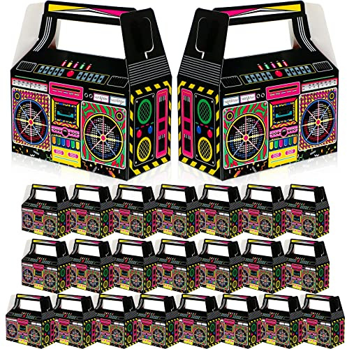 Zonon 24 Stück 80 Jahre Party Deko Retro Radio Boom Box Geschenk Süßigkeiten Boxen für Hip Hop Themenpartys, 12,2 x 6,1 x 13,2 cm (90 Jahre)