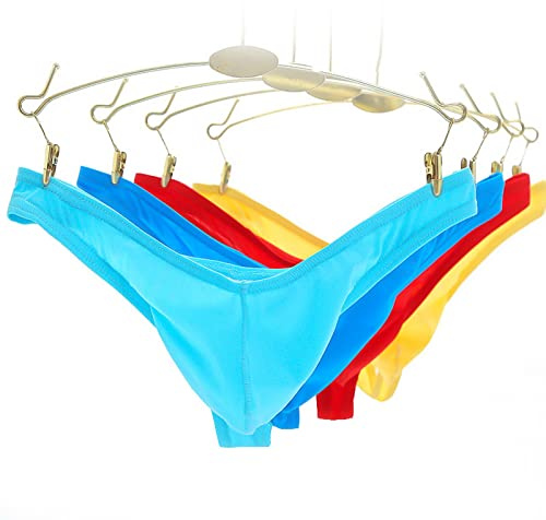 Faringoto Uomini Trasparente Infradito E G stringhe Biancheria Intima Da Uomo Liscio Ghiaccio Seta Mutandine A Vita Bassa Uomini T- indietro Mutandine, azzurro+blu+rosso+giallo, M