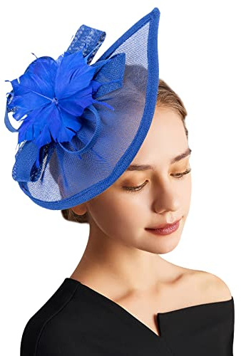 DRESHOW Fascinator Hüte für Damen Pillbox Hut mit Schleier Stirnband und Einer Gegabelten Clip Tea Party Kopfbedeckung