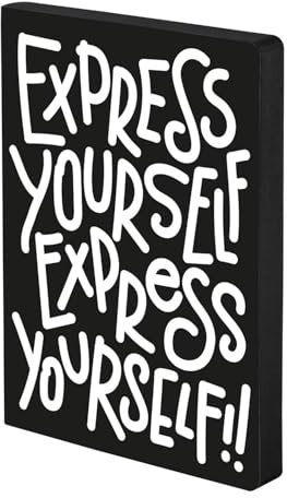Nuuna Notizbuch A5+ Graphic L - Express Yourself, Leder schwarz | Dotted Journal | 3.5 mm Punktraster Grau | 256 nummerierte Seiten | 120 g Premium-Papier | made in Germany