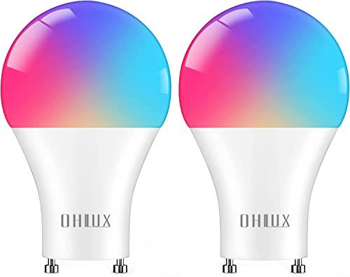 OHLUX GU24 Smart Light Bulbs Compatible with Alexa, 10W 900LM Super Bright RGBCW Color Changing LED Bulb, 120V 100W Halogen Replacement, 2 Pack