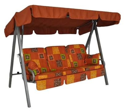 Angerer Freizeitmöbel GmbH Hollywoodschaukel Select - Gartenschaukel Made in Germany - Schaukel zum Sitzen, Liegen und Entspannen - mit Bett-Funktion - einfache Montage (Terra-Braun-Grün Gemustert)