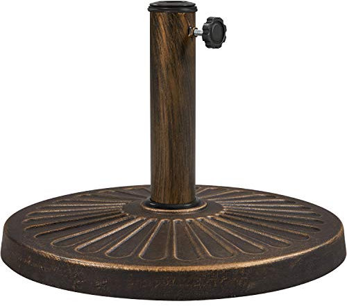 Abician Pied de Parasol Rond 10 kg Socle de Parasol en Résine Style Vintage Accessoire d'extérieur pour Jardin Restaurant Terrasse Piscine Bronze/Vignes