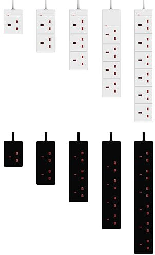 Extension Lead Power Plug Cable Cord Extender Multi Single Socket Strip Adapter 13A UK 3 Pin 2 Gang Way 2M Black