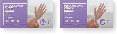 Hevea - Einweghandschuhe aus Vinyl. Puder- und latefrei. 1 Karton mit 100 Handschuhen. Größe: L (groß) (Packung mit 2)