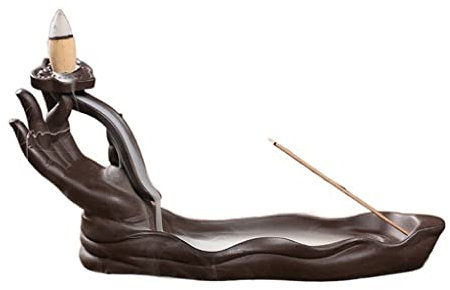 MOOWI Weihrauchbrenner Creative Buddha Palm Hand Cones Incense Burner Backflow Aroma Censer Fragrance Furnace Buddhist Home Office Incenso Oven Stove Räucherstäbchenhalter Zen Dekor
