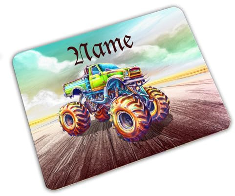Vesperbrettchen personalisiert mit Name, Monstertruck | Frühstücksbrettchen, Brotzeitbrettchen, Schneidebrettchen, mit Motiv, für Kinder